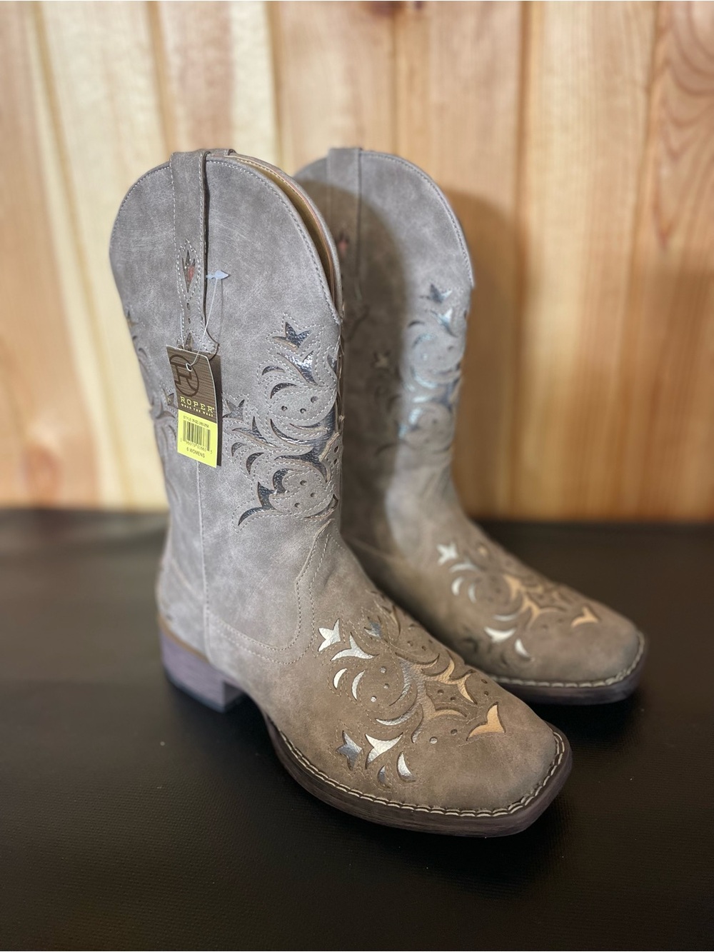 Roper  Gray Western Boots with Cutout Detail. Womens size 6. NEW